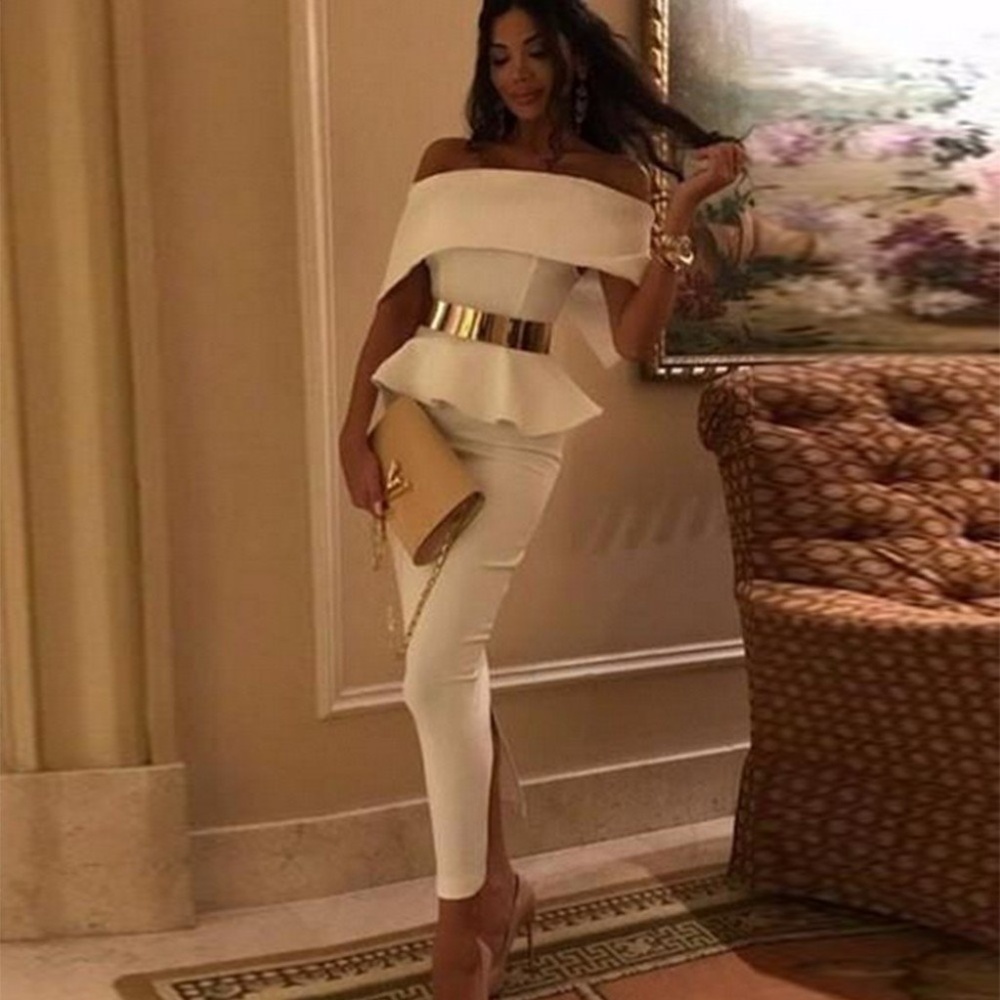 Off shoulder mermaid top and midi skirt 2piece